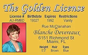 Signs 4 Fun Parody ID | Golden Girls - Blanche ID | Fake ID Novelty Card | Collectible Trading Card Driver’s License | Novelty Gift for Holidays | Made in the USA