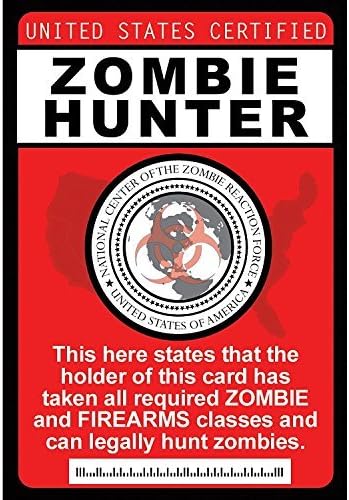 Signs 4 Fun Parody ID | Zombie Hunter Necklace ID | Fake ID Novelty Card | Collectible Trading Card Driver s License | Novelty Gift for Holidays | Made in The USA