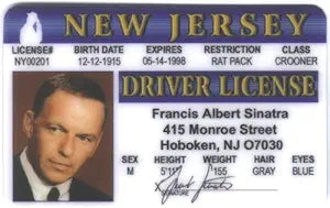 Signs 4 Fun Parody ID | Sinatra Driver’s License | Fake ID Novelty Card | Collectible Trading Card Driver’s License | Novelty Gift for Holidays | Made in The USA