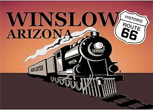 Signs 4 Fun Magnet – 66 AZ Train – Winslow Funny Magnet - 3.5” x 2.5” Easy Remove Fridge Locker Magnet - Magnet for Gifts Decor - Made in USA