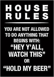 Signs 4 Fun Magnet – House Rules Funny Magnet - 3.5” x 2.5” Easy Remove Fridge Locker Magnet - Magnet for Gifts Decor - Made in USA