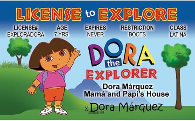 Signs 4 Fun Parody ID | Dora Driver’s License | Fake ID Novelty Card | Collectible Trading Card Driver’s License | Novelty Gift for Holidays | Made in The USA