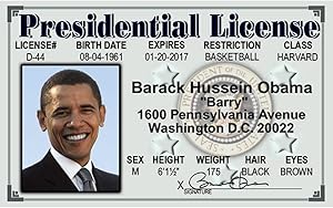 Signs 4 Fun Parody Driver’s License | Barack Obama ID | Fake ID Novelty Card | Collectible Trading Card Driver’s License | Novelty Gift for Holidays | Made in The USA