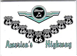 Signs 4 Fun Magnet – 66 America's HWY Shield V Funny Magnet - 3.5” x 2.5” Easy Remove Fridge Locker Magnet - Magnet for Gifts Decor - Made in USA