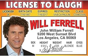 Signs 4 Fun Parody Driver’s License | Will Ferrell ID | Fake ID Novelty Card | Collectible Trading Card Driver’s License | Novelty Gift for Holidays | Made in The USA
