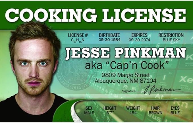 Signs 4 Fun Parody ID | Jesse Pinkman Driver’s License | Fake ID Novelty Card | Collectible Trading Card Driver’s License | Novelty Gift for Holidays | Made in the USA