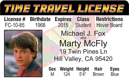 Signs 4 Fun Parody ID | Marty McFly Driver’s License | Fake ID Novelty Card | Collectible Trading Card Driver’s License | Novelty Gift for Holidays | Made in The USA