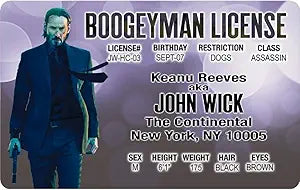 Signs 4 Fun Parody ID | John Wick ID | Fake ID Novelty Card | Collectible Trading Card Driver’s License | Novelty Gift for Holidays | Made in The USA