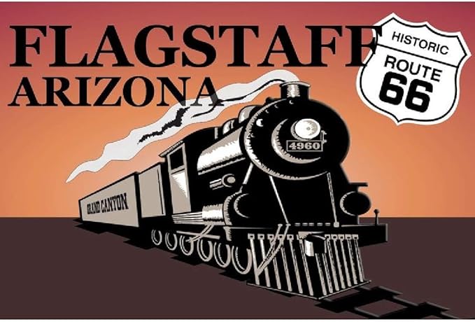 Signs 4 Fun Magnet – 66 AZ Train – Flagstaff Funny Magnet - 3.5” x 2.5” Easy Remove Fridge Locker Magnet - Magnet for Gifts Decor - Made in USA