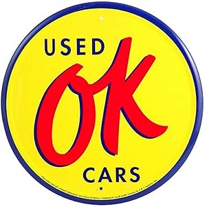 Signs 4 Fun SCRD95 OK Used Cars 24 inch Large Round Sign, Yellow