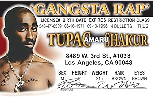 Signs 4 Fun Parody Driver’s License | Tupac ID | Fake ID Novelty Card | Collectible Trading Card Driver’s License | Novelty Gift for Holidays | Made in The USA