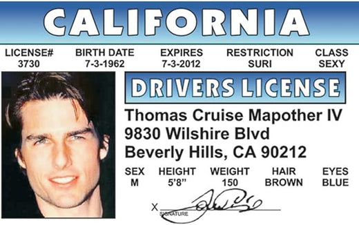 Signs 4 Fun Parody Driver’s License | CA - Tom ID | Fake ID Novelty Card