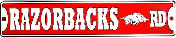 Signs 4 Fun Decorative Street Sign | AR Razorbacks Road | 24” x 5” | Embossed Aluminum Sign | Made in the USA | SS20039