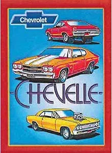 Signs 4 Fun SIGGM06 Chevelle - 3 Cars Metal Sign, Blue