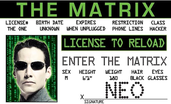 Signs 4 Fun Parody Driver’s License | Matrix ID | Fake ID Novelty Card