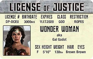 Signs 4 Fun Parody Driver’s License | Wonder Woman – Gal Gadot ID | Fake ID Novelty Card | Collectible Trading Card Driver’s License | Novelty Gift for Holidays | Made in The USA