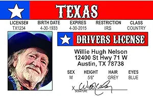 Signs 4 Fun Parody Driver’s License | Willie N ID | Fake ID Novelty Card | Collectible Trading Card Driver’s License | Novelty Gift for Holidays | Made in The USA