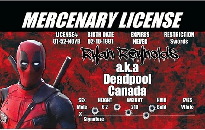 Signs 4 Fun Parody Driver’s License | Deadpool ID | Fake ID Novelty Card | Collectible Trading Card Driver’s License | Novelty Gift for Holidays | Made in The USA
