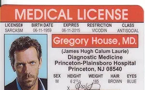 Signs4Fun Hugh Laurie Dr. Gregory House Novelty Drivers License/Fake I.d. Identification for The Gregory House Md Tv Show Fans