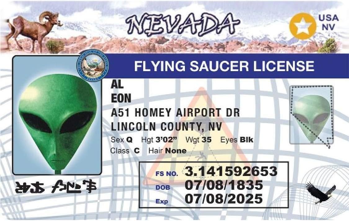 Signs 4 Fun Parody ID | Nevada Alien ID | Fake ID Novelty Card | Collectible Trading Card Driver s License | Novelty Gift for Holidays | Made in the USA