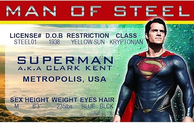 Signs 4 Fun Parody Driver’s License | Superman ID | Fake ID Novelty Card | Collectible Trading Card Driver’s License | Novelty Gift for Holidays | Made in The USA