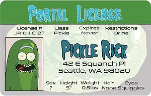 Signs 4 Fun Parody ID | Pickle Rick ID | Fake ID Novelty Card | Collectible Trading Card Driver’s License | Novelty Gift for Holidays | Made in The USA