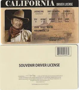 Signs 4 Fun Parody ID | John Wayne ID | Fake ID Novelty Card | Collectible Trading Card Driver’s License | Novelty Gift for Holidays | Made in The USA