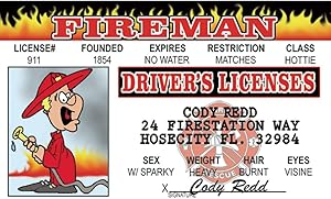 Signs 4 Fun Parody Driver’s License | Fireman ID | Fake ID Novelty Card | Collectible Trading Card Driver’s License | Novelty Gift for Holidays | Made in The USA