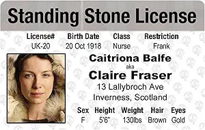 Signs 4 Fun Parody Driver’s License | Outlander Claire ID | Fake ID Novelty Card | Collectible Trading Card Driver’s License | Novelty Gift for Holidays | Made in The USA