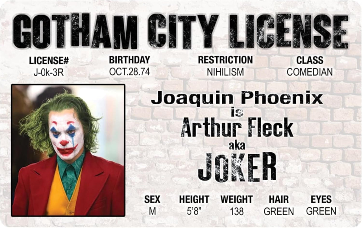 Signs 4 Fun Parody Driver s License | Joaquin Phoenix Joker ID | Fake ID Novelty Card | Collectible Trading Card Driver s License | Novelty Gift for Holidays | Made in The USA