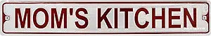 Signs 4 Fun Decorative Street Sign | Mom's Kitchen | 24” x 5” | Embossed Aluminum Sign | Made in the USA | SSM629