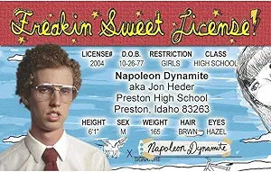 Signs 4 Fun Parody ID | Napoleon Dynamite Driver’s License | Fake ID Novelty Card | Collectible Trading Card Driver’s License | Novelty Gift for Holidays | Made in the USA