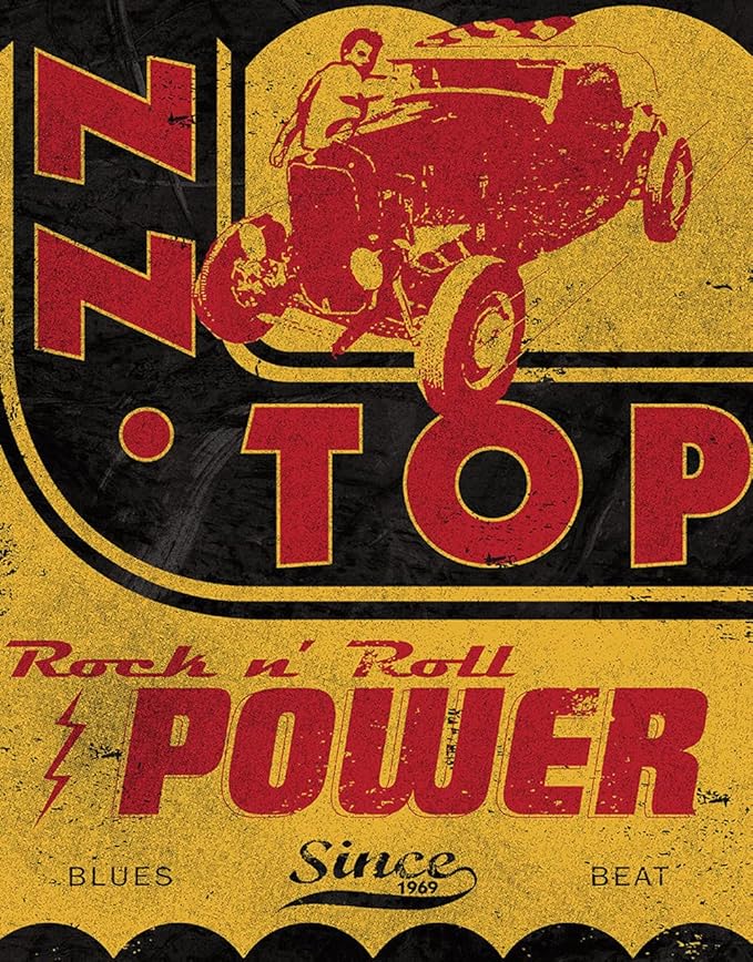 Desperate Enterprises ZZ Top Power Tin Sign - Nostalgic Vintage Metal Wall Decor - Made in USA