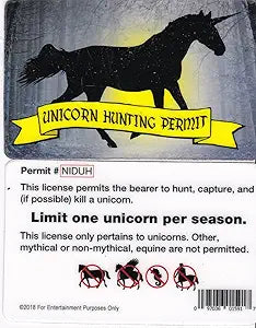 Signs 4 Fun Parody ID | Unicorn Hunting Permit ID | Fake ID Novelty Card | Collectible Trading Card Driver’s License | Novelty Gift for Holidays | Made in The USA