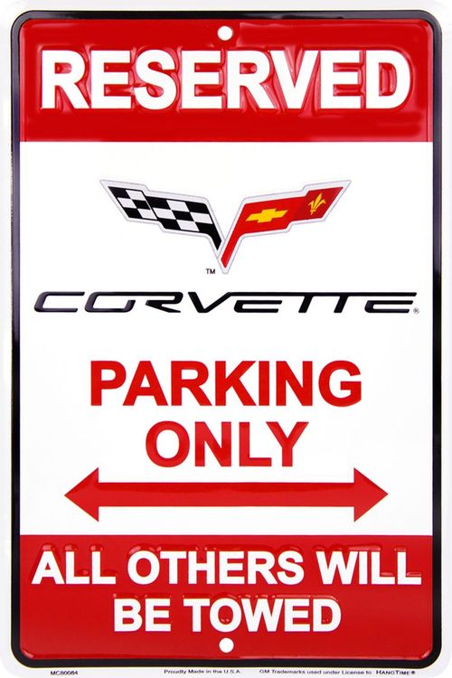 Corvette Parking Only 8 x 12 Metal Sign by Hangtime