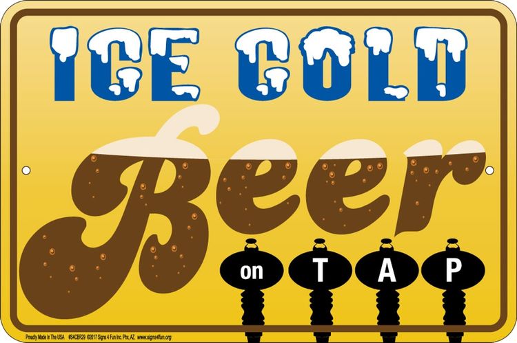 Signs 4 Fun Decorative Parking Sign | Ice Cold Beer on Tap | 8 x12 | Embossed Aluminum Sign | Made in the USA | S4CBR29