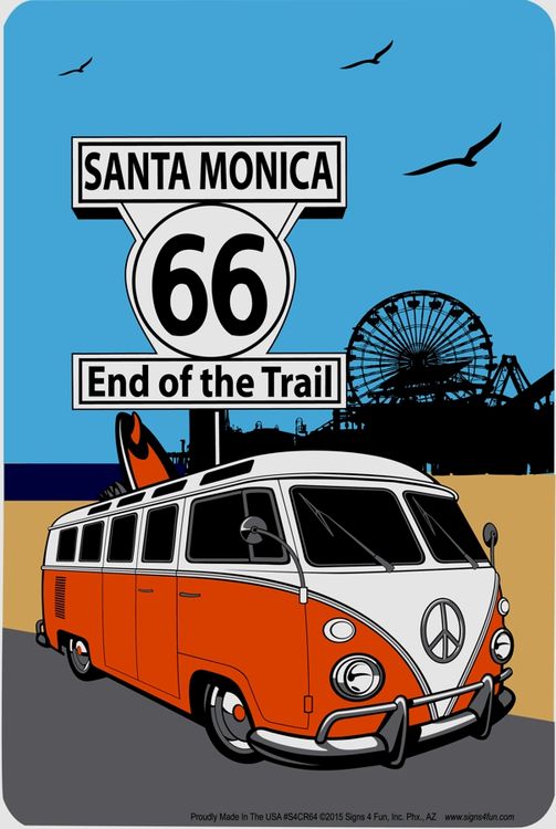 Signs 4 Fun Decorative Parking Sign | 66 Santa Monica | 8 x12 | Embossed Aluminum Sign | Made in the USA | S4CR64