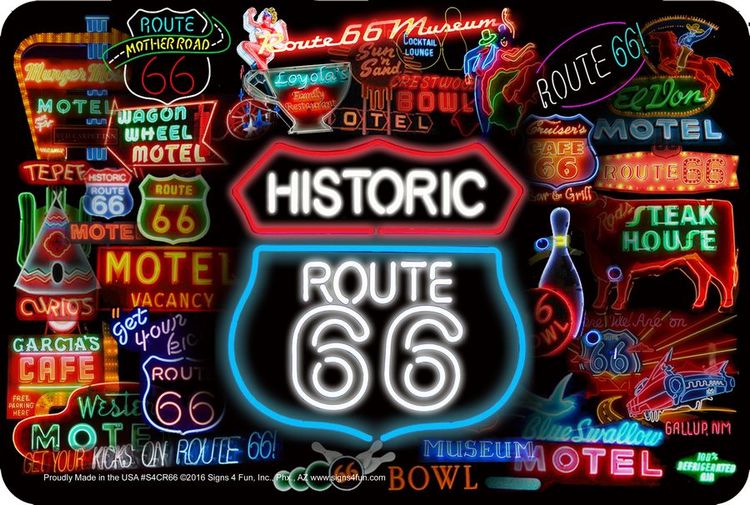 Signs 4 Fun Decorative Parking Sign | 66 Neon Collage | 8 x12 | Embossed Aluminum Sign | Made in the USA | S4CR66A