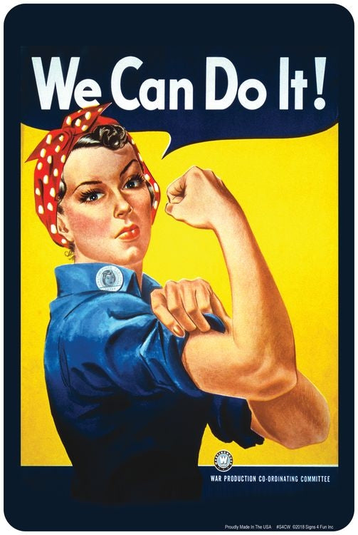 Signs 4 Fun Decorative Parking Sign | We Can Do It | 8 x12 | Embossed Aluminum Sign | Made in the USA | S4CW