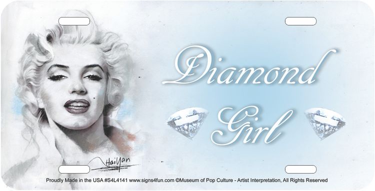 Signs 4 Fun Parody License Plate | Marilyn Diamond Girl | 12” x 6” Decorative License Plate | Decoration Plate for Vehicle/Wall | Man Cave Decorations | Made in The USA