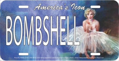 Signs 4 Fun Parody License Plate | Marilyn Bombshell | 12” x 6” Decorative License Plate | Decoration Plate for Vehicle/Wall | Man Cave Decorations | Made in The USA