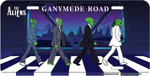 Signs 4 Fun Parody License Plate | Alien Abby Rd | 12” x 6” Decorative License Plate | Decoration Plate for Vehicle/Wall | Man Cave Decorations | Made in The USA