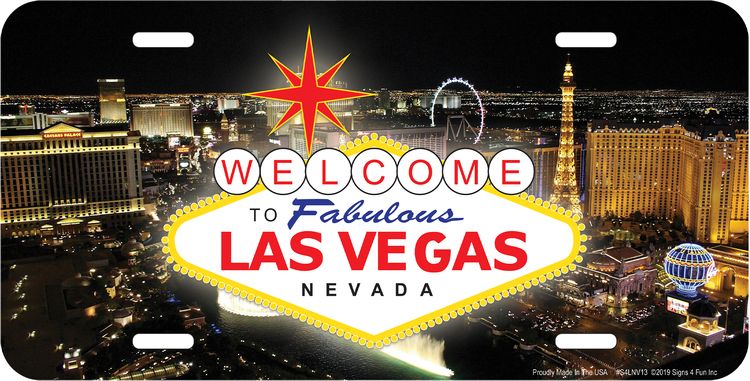 Signs 4 Fun Parody License Plate - NV Skyline - Decorative License Plate Wall Decor - Decoration Plate Man Cave + Garage - Made in The USA