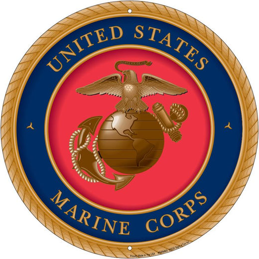 Signs 4 Fun Round Sign | Marines Eagle Globe | 12” Diameter