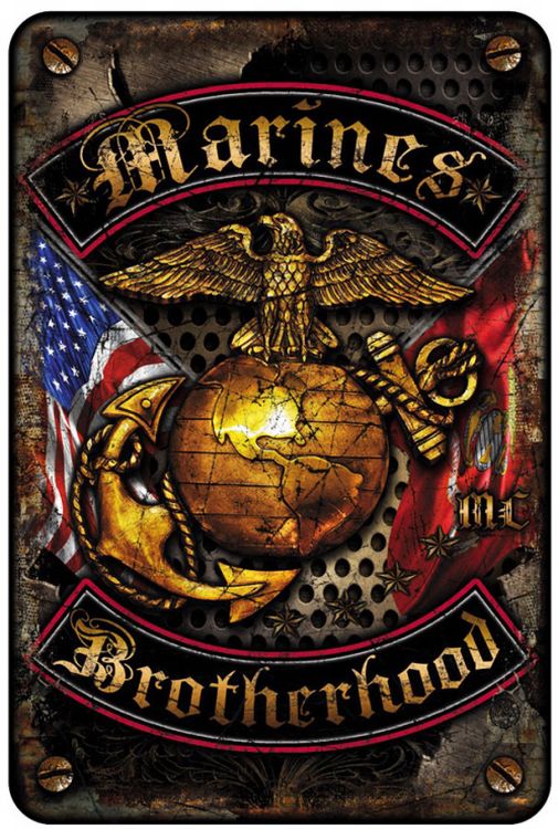 Signs 4 Fun Decorative Parking Sign | Marines Brotherhood | 8 x12 | Embossed Aluminum Sign | Made in the USA | S4S2120