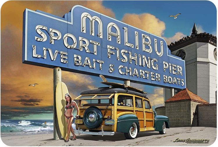 Signs 4 Fun Decorative Parking Sign | Malibu Pier Beach | 8” x12” | Embossed Aluminum Sign | Made in the USA | S4S5121