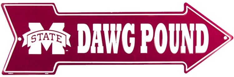 Signs 4 Fun Arrow Sign | MS State Dawg Pound | 20 x 5.75 | Embossed Aluminum Sign | Made in the USA | SA25019