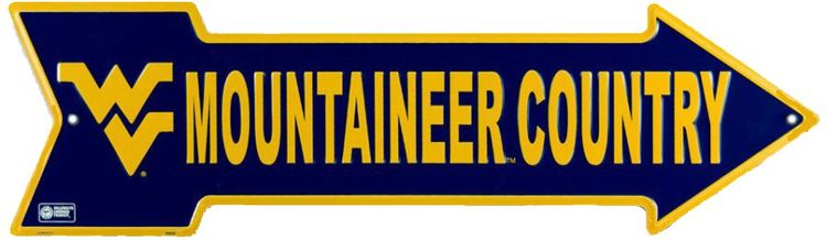 Signs 4 Fun Arrow Sign | WV Univ. Mountaineer Country | 20 x 5.75 | Embossed Aluminum Sign | Made in the USA | SA25032