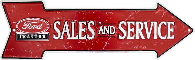Signs 4 Fun Arrow Sign | Ford Tractor Sales | 20” x 5.75” | Embossed Aluminum Sign | Made in the USA | SAAFT