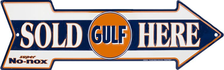 Signs 4 Fun Arrow Sign | Gulf Sold Here | 20 x 5.75 | Embossed Aluminum Sign | Made in the USA | SAAG